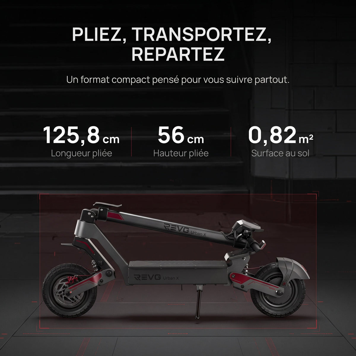 Trottinette Électrique REVO Urban X – 800 W – Autonomie 55 km – Pneus 10 – Suspensions AV/AR