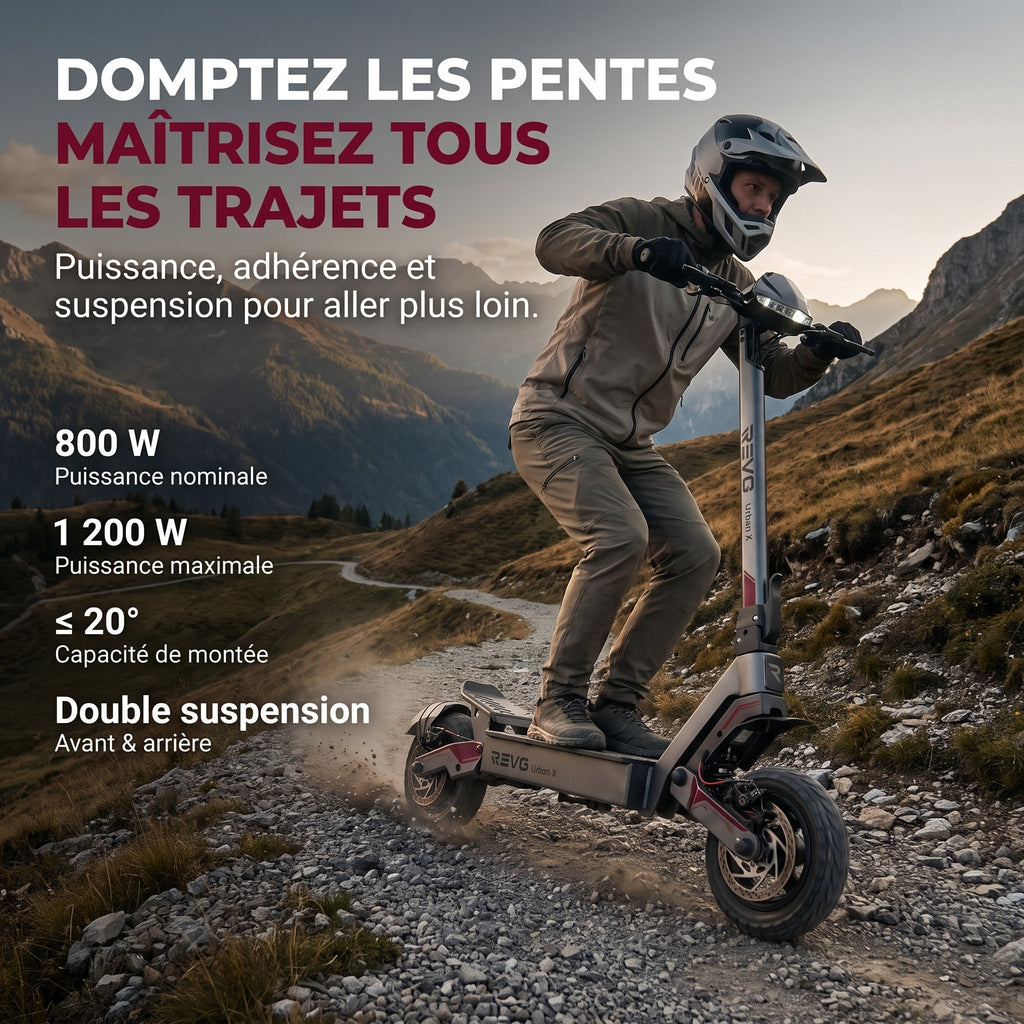 Trottinette Électrique REVO Urban X – 800 W – Autonomie 55 km – Pneus 10 – Suspensions AV/AR