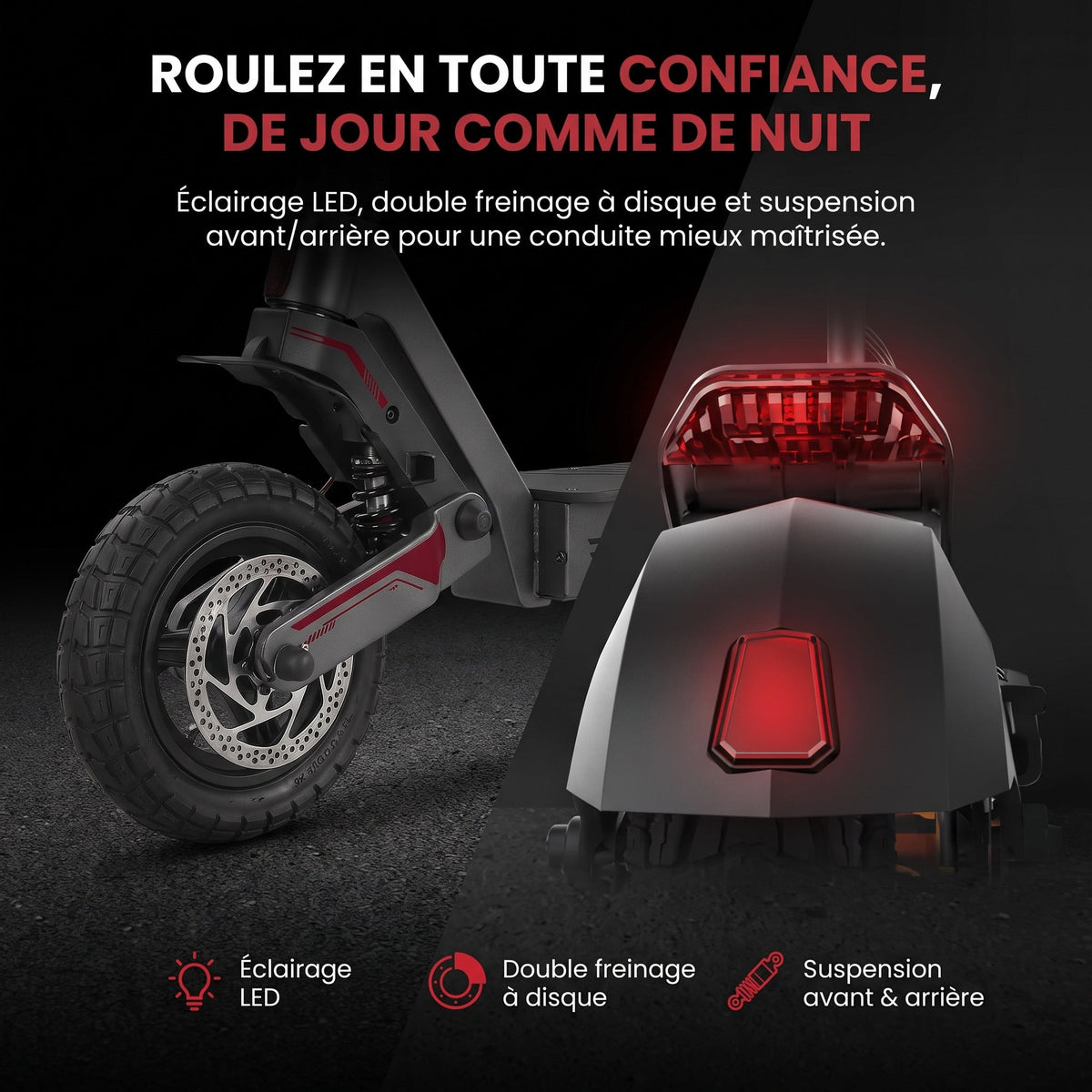Trottinette Électrique REVO Urban X – 800 W – Autonomie 55 km – Pneus 10 – Suspensions AV/AR