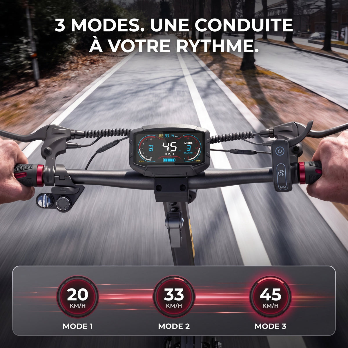Trottinette Électrique REVO Vector – 1100 W Max. – Autonomie 70 km – Batterie 48 V 13 Ah – Pneus 10 – Suspension & NFC