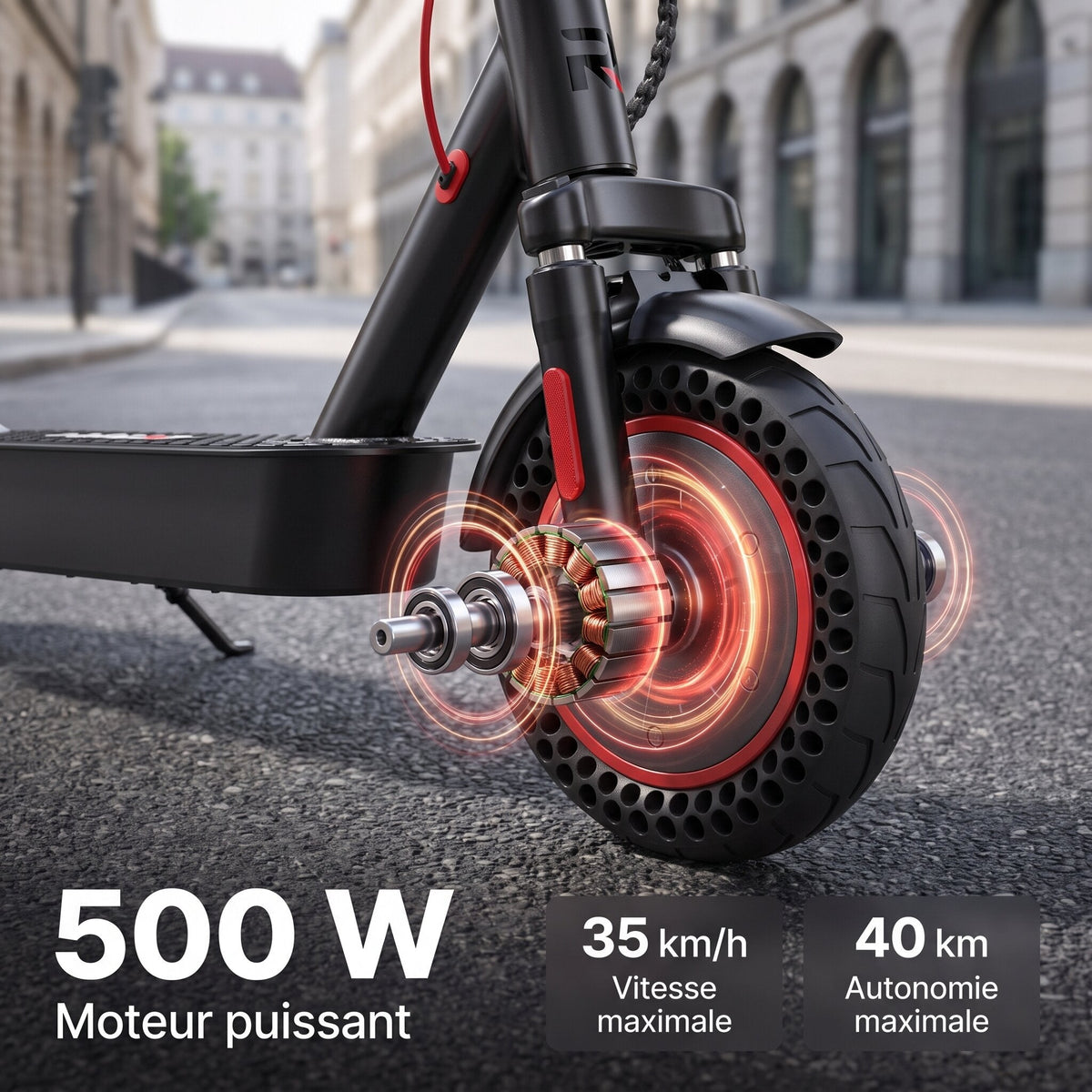 Trottinette Électrique REVO Glide – 500 W – Autonomie 40 km – Batterie 36 V 10 Ah – Pneus 10 – Application Connectée