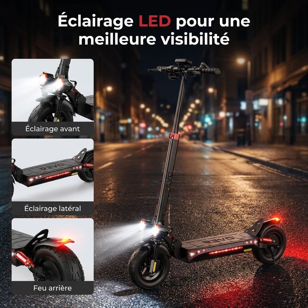 Trottinette Électrique REVO Titan 800 – 800 W – Autonomie 45 km – Batterie 48 V 15 Ah – Pneus Tout-Terrain 10