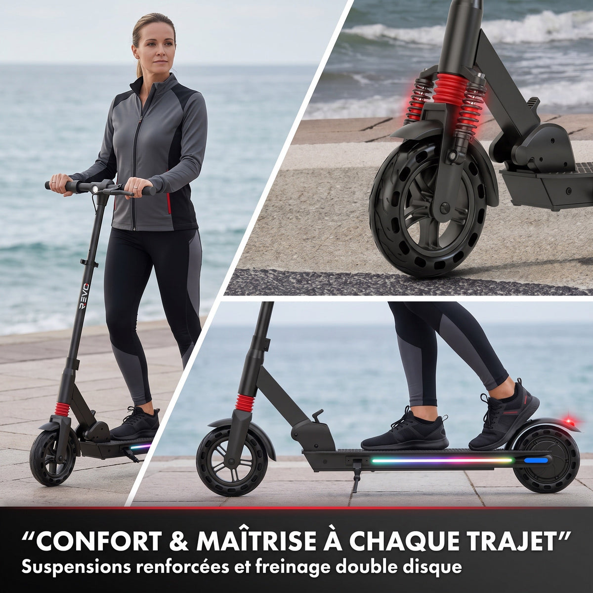 Trottinette Électrique REVO Voltis – 250 W – Autonomie 25 km – Batterie 36 V 5,2 Ah – Pneus 8