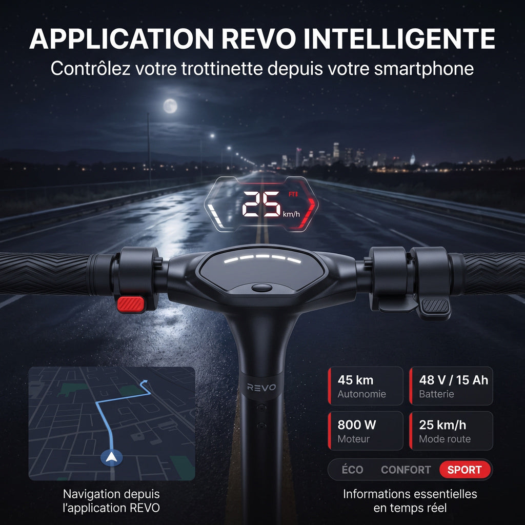 Trottinette Électrique REVO Voltis – 250 W – Autonomie 25 km – Batterie 36 V 5,2 Ah – Pneus 8