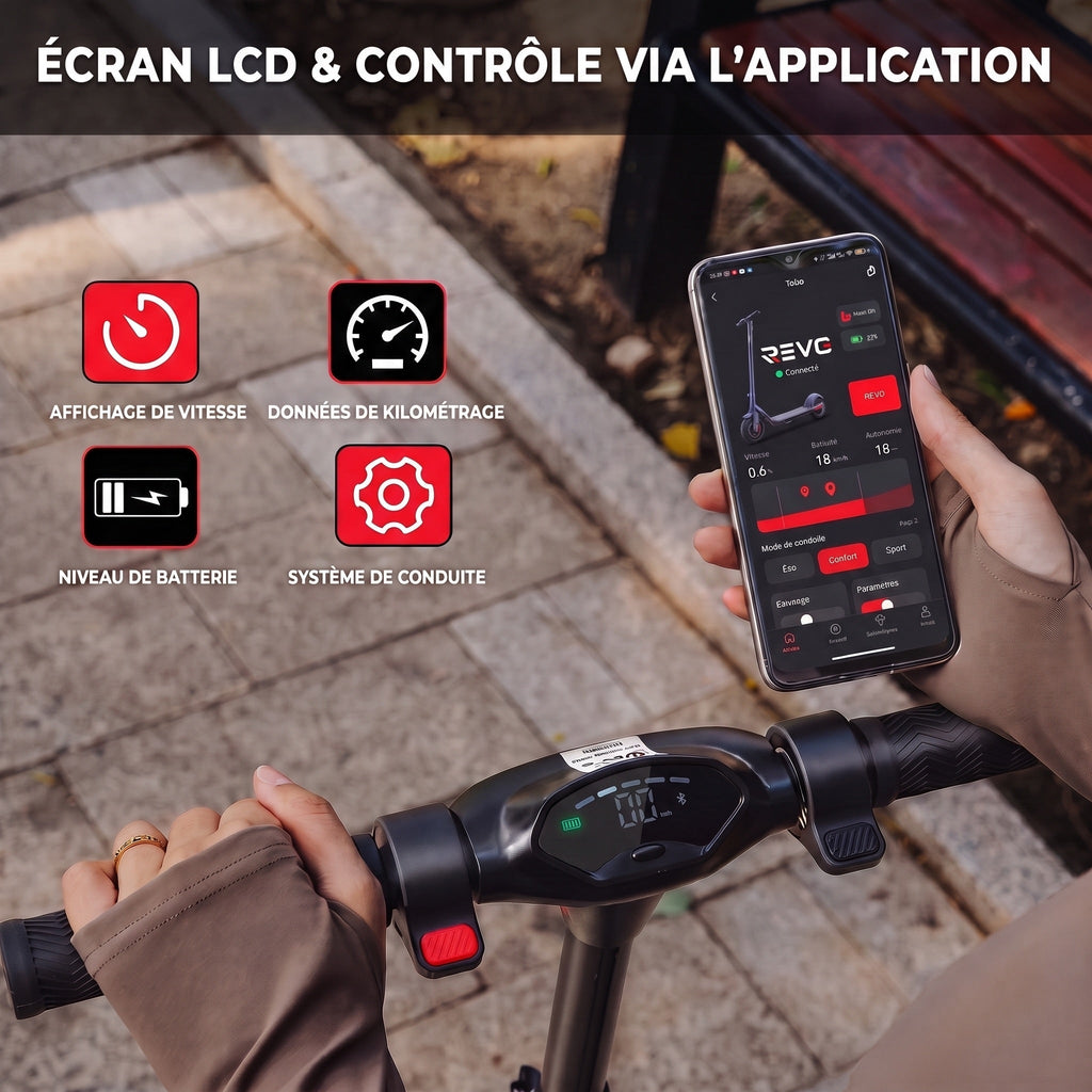 Trottinette Électrique REVO Voltis – 250 W – Autonomie 25 km – Batterie 36 V 5,2 Ah – Pneus 8