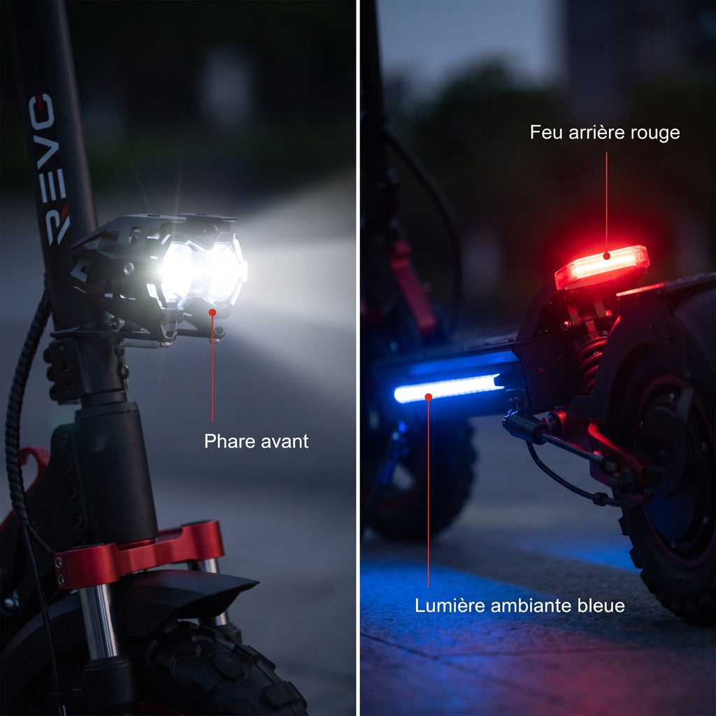 Trottinette Électrique REVO Peak – 1000 W (pointe 1200 W) – Autonomie 55 km – Batterie 48V 15Ah – Pneus 11 Tout-Terrain