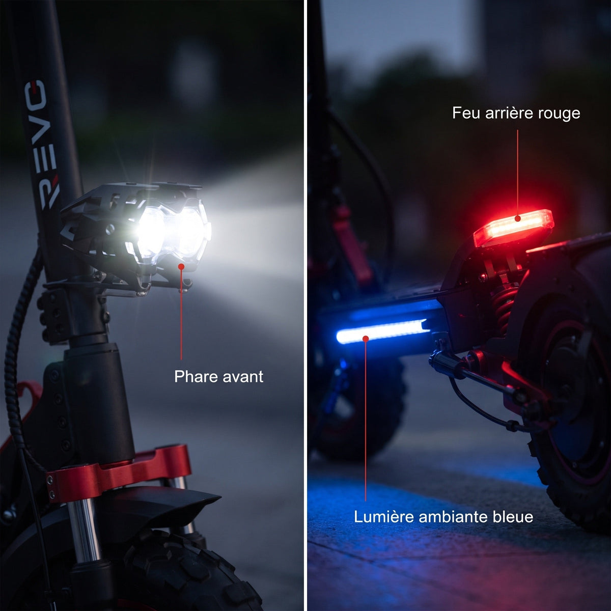 Trottinette Électrique REVO Peak – 1000 W (pointe 1200 W) – Autonomie 55 km – Batterie 48V 15Ah – Pneus 11 Tout-Terrain