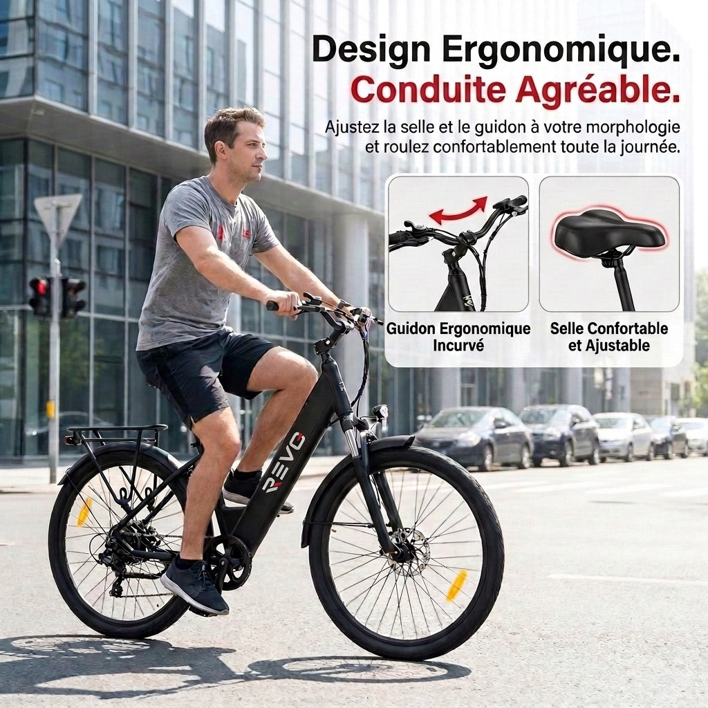 Vélo Électrique REVO Venture – 250 W – Autonomie jusqu’à 100 km – Batterie 561,6 Wh – Roues 27,5 – Freins Hydrauliques