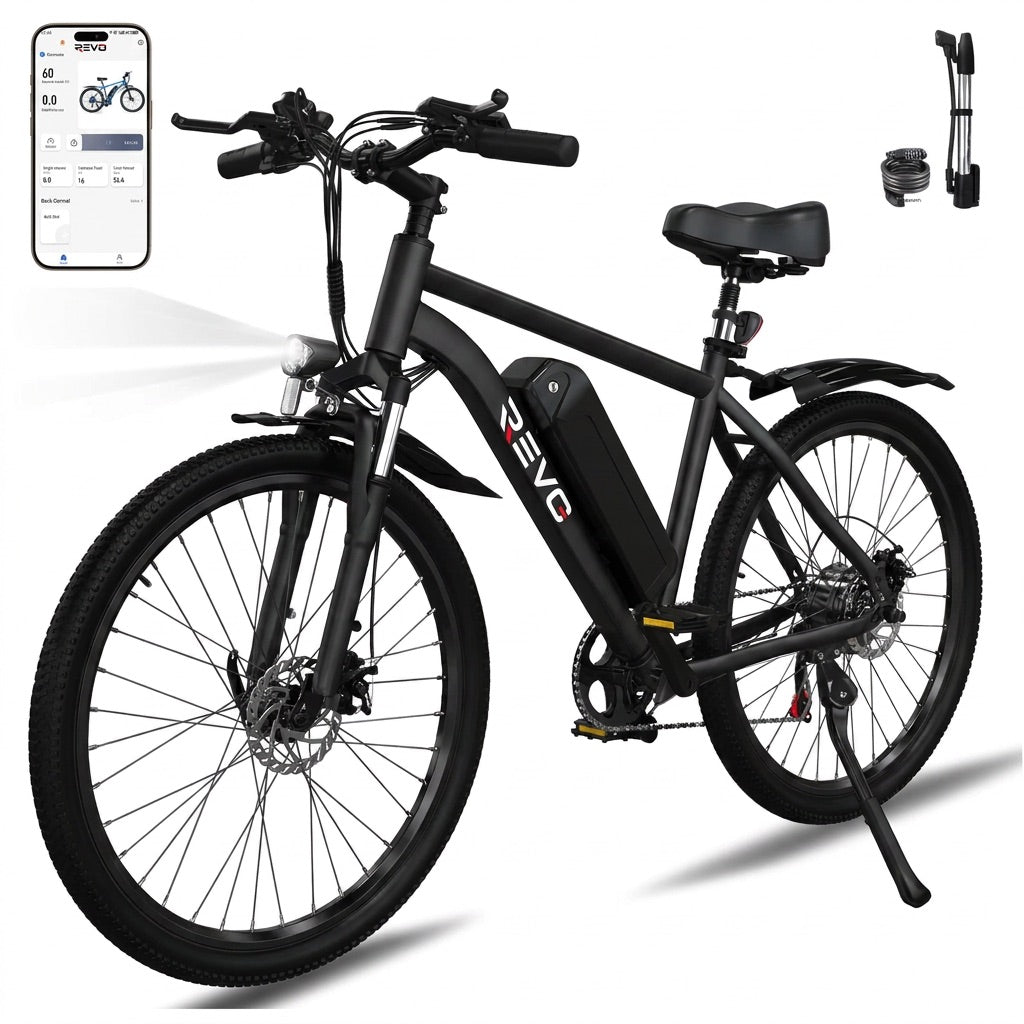 Vélo Électrique VTT REVO Trail – 250 W – Autonomie 35 à 90 km – Batterie 36 V 10,4 Ah – Pneus 26 – 7 Vitesses