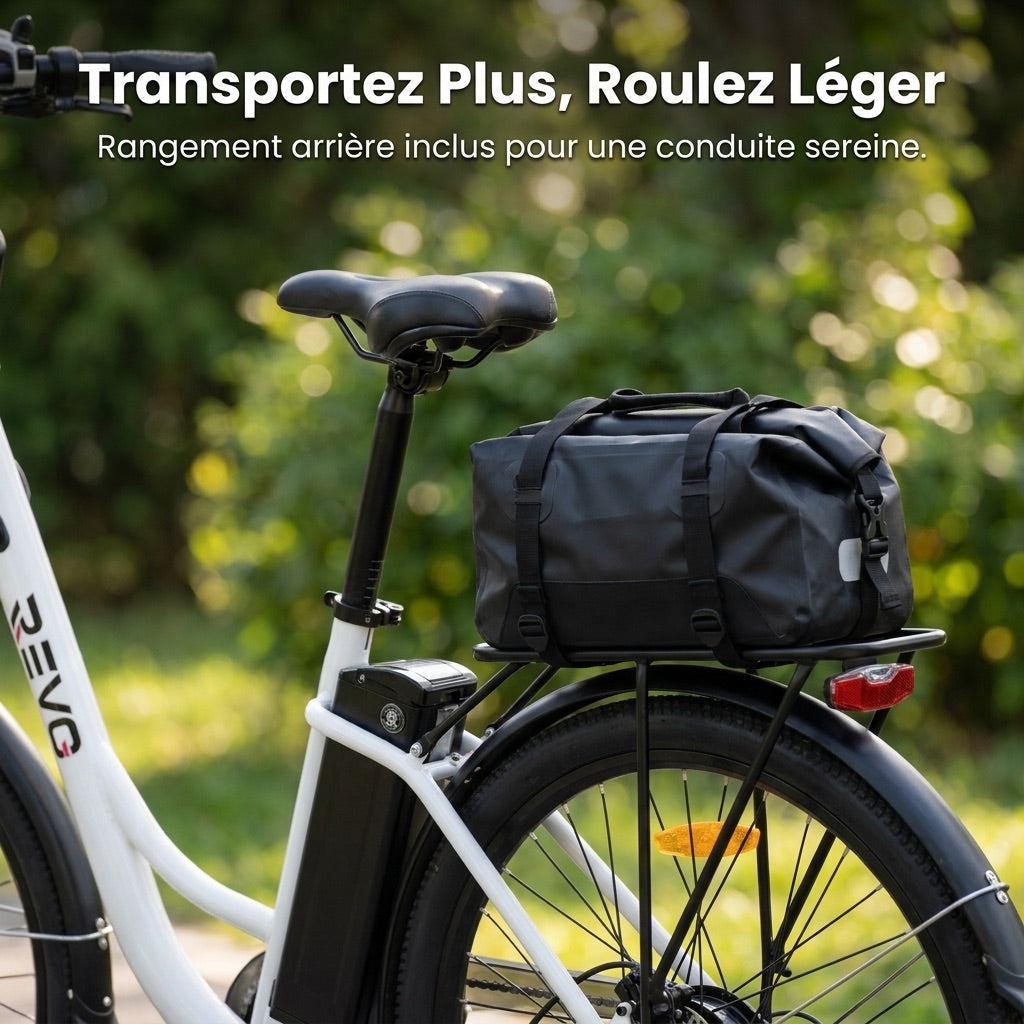 Vélo Électrique REVO CityFlow – 250 W – Autonomie 90 km – Batterie 561,6 Wh – Shimano 7 Vitesses – Roues 26